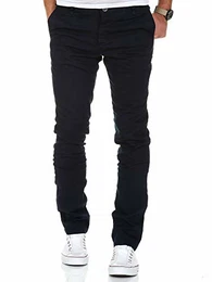 Herren Slim Fit Stretch Chino Hose Jeans 7100 Navyblau W30/L32
