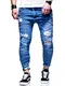 MT Styles Herren Destroyed Jeans Hose JN-3667 [Blau, W33/L32]