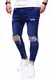 behype. Herren Destroyed Jeans-Hose Slim-Fit 80-3299 Dunkelblau W32/L32