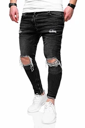 . Herren Destroyed Jeans-Hose Slim-Fit 80-3299 Dunkelgrau W32/L32