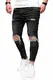 behype. Herren Destroyed Jeans-Hose Slim-Fit 80-3299 Dunkelgrau W32/L32