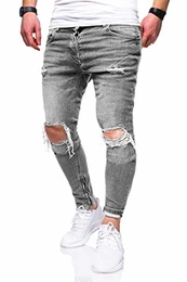 . Herren Destroyed Jeans-Hose Slim-Fit 80-3299 Hellgrau W32/L32