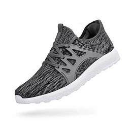 Herren Damen Sneaker Running Laufschuhe Sportschuhe rutschfeste Sneaker, Grauweiß, 44 EU