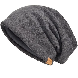Herren Baumwolle Mütze Strickmützen Slouch Beanie Schädel Cap Winter Sommer Hüte (Grau)