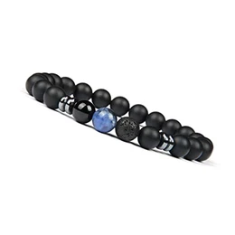Good.Designs ® Chakra Perlenarmband aus Onyx und Lavastein Natursteinperlen (Dunkelblau) blau blaues blaufarben darkblue Herrenarmband Damenarmband Perlenkette Schmuckstein