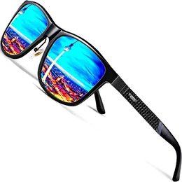 Herren Polarisierte Fahren Sonnenbrille Al-Mg Metall Rahme Ultra Leicht 858-8 Blue