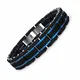 COOLMAN Schmuck Herren Armbänder Edelstahl Blaue Schwarze justierbare 19-20 cm für Männer (mit Marken-Geschenk-Kasten)