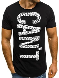 Herren T-Shirt T Shirt Tshirt Kurzarm Kurzarmshirt Tee Top Sport Sportswear Rundhals U-Neck Rundhalsausschnitt Aufdruck Motiv Print BRY 181150 SCHWARZ M