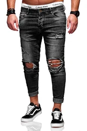 . Herren Destroyed Jeans-Hose 80-7236 Schwarz 32/32