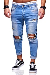 . Herren Destroyed Jeans-Hose 80-7236 Blau 30/32