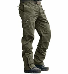 Männer Slim Straight Fit Work Hose Militär Style Armee Tarnung Taktisch Hose Grün 32