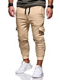 MT Styles Herren Cargo Jogger Trainingshose Jogginghose Sporthose R-2221 [Beige, M]