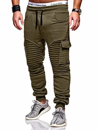 Herren Biker Cargo Jogger Trainingshose Jogginghose Sporthose R-2223 [Khaki, M]