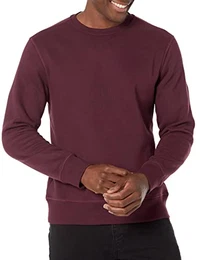 Herren Fleece-Sweatshirt mit Rundhalsausschnitt (erhältlich in Big & Tall), Burgunderrot, XS