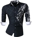 Sportrendy Herren Freizeit Hemden Slim Button Down Long Sleeves Dress Shirts Tops Navy (JZS045)