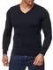 BARBONS Herren Pullover mit V-Ausschnitt - Slim-Fit - Hochwertige Baumwollmischung - Feinstrick-Pullover - Navy 3XL