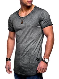 MT Styles Herren Oversize T-Shirt Crew Rundhals MT-7103 (Dunkelgrau, S)
