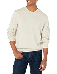 Herren Pullover mit Rundhalsausschnitt (in Übergrößen erhältlich), Haferbeige Meliert, M