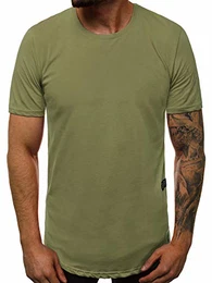 Herren T-Shirt T Shirt Tshirt Kurzarm Kurzarmshirt Tee Top Sport Sportswear Rundhals U-Neck Rundhalsausschnitt Unifarbe Basic Einfarbig B/181227 GRÜN M