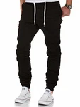 Amaci&Sons Herren Stretch Jogger Basic Chino Jeans Hose Cargo 7002 Schwarz