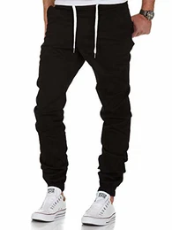 Herren Stretch Jogger Basic Chino Jeans Hose Cargo 7002 Schwarz W32