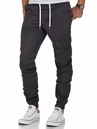 Herren Stretch Jogger Basic Chino Jeans Hose Cargo 7002 Anthrazit W36