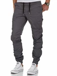 Amaci&Sons Herren Stretch Jogger Basic Chino Jeans Hose Cargo 7002 Dunkelgrau