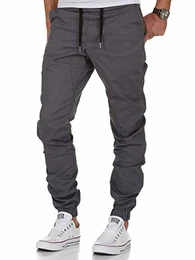 Herren Stretch Jogger Basic Chino Jeans Hose Cargo 7002 Dunkelgrau W32