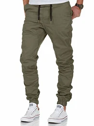 Herren Stretch Jogger Basic Chino Jeans Hose Cargo 7002 Olive W32