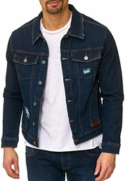 Indicode Herren Bryne Jeansjacke aus 98% Baumwolle Moderne Jeans Jacke Herrenjacke Markenjacke Destroyed Washed Out Mens Denim Jacket Übergangsjacke Freizeitjacke für Männer Black M