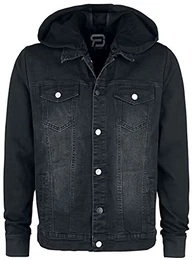 Herren dunkelgraue Jeansjacke mit Kapuze M