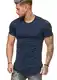 Oversize Herren Vintage T-Shirt Basic Shirt Round Neck Zipper Navy M