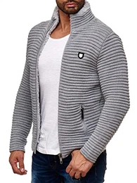 Red Bridge Herren Strickjacke Übergangsjacke Jacke Sweater Grobstrick M3631 (Grau, M)