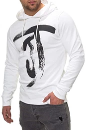 Herren Hoodie Kapuzenpullover Sweatshirt (M, White)