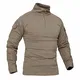 KEFITEVD Bundeswehr Pullover Herren Military Shirt Airsoft Kleidung Tarnkleidung Trainingsshirt Atmungsaktiv Baumwolle Shirt Winter Jagd Fahrrad Hemd Männer Khaki L