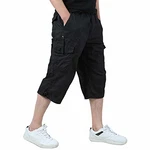 KEFITEVD 3/4 Hose Herren Cargo Shorts Schwarz