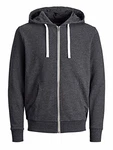 JACK & JONES Sweatshirt JJEHOLMEN Sweat Zip Hood NOOS 12136884 Dunkelgrau Melange