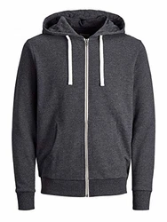 JACK & JONES Sweatshirt JJEHOLMEN Sweat Zip Hood NOOS 12136884 Dunkelgrau Melange