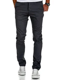 Herren Slim Fit Stretch Chino Hose Jeans 7010-09 Anthrazit W33/L32