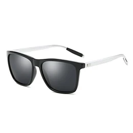 Rocf Rossini Herrn Polarisierte Wayfarer Sonnenbrille Vintage Sonnenbrille für Frauen UV400 mit Fall (Schwarz-Silber/Grau, 55)