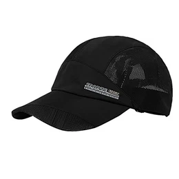 Herren Baseball Cap Sonnenhut schnell-trocknend Baseball Sonnen Sport Cap Baseballmütze Faltbar, Leicht, Verstellbar, Baseballkappe für Draußen, Sport und Reisen, Schwarz, Einheitsgröße