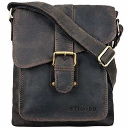 ''''Mattia'''' kleine Umhängetasche Herren Leder Vintage iPad Hülle 10,1 Zoll Tablettasche Schultertasche Messenger Bag Rindsleder Antik, Farbe:dunkel - braun
