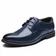 Business Anzugschuhe Herren, Lederschuhe Schnürhalbschuhe Oxford Smoking Lackleder Brogue Schuhe Hochzeit Derby Leder, 42 EU,  Blau