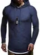 Leif Nelson Herren Kapuzenpullover Slim Fit Baumwolle-Anteil Moderner weißer Herren Hoodie-Sweatshirt-Pulli Langarm Herren schwarzer Pullover-Shirt mit Kapuze LN8120 Dunkel Blau Medium