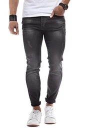 Herren Hose Jeans Stretch Basic Jeanshose Freizeithose Denim Slim Fit Chinos Cargo Jogger Jeans Skinny (32W / 32L, Schwarz)