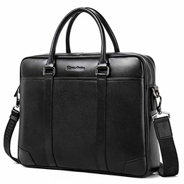 Herren Ledertasche Leder Umhängetasche Aktentasche Laptoptasche Arbeitstasche Businesstasche Handtaschen Messenger Bag (N2610-Schwarz)