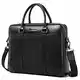 BISON DENIM Herren Ledertasche Leder Umhängetasche Aktentasche Laptoptasche Arbeitstasche Businesstasche Handtaschen Messenger Bag (N2610-Schwarz)