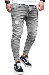. Herren Destroyed Jeans-Hose 80-0100 (31/32, Grau)