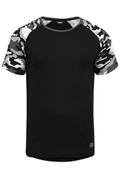 !Solid Cahil Herren T-Shirt Kurzarm Shirt mit Rundhalsausschnitt und Camouflage-Muster Black Grey
