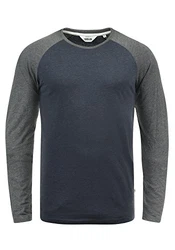 Solid Herren Longsleeve Langarmshirt Bastien Blue Grey Melange (G8991)